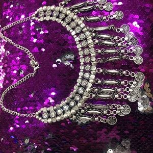 Necklace Silver Tone and rhinestones
